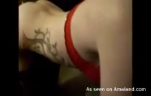 Hot tattooed teen sucking her lucky BF's dick